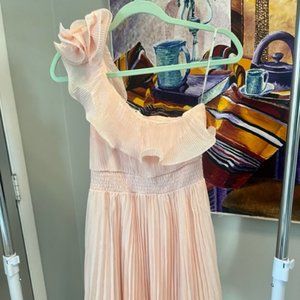 Blush Pink Pleated Chiffon Dress